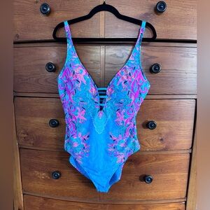 Lilly Pulitzer Blue Floral One-Piece Swimsuit only worn once